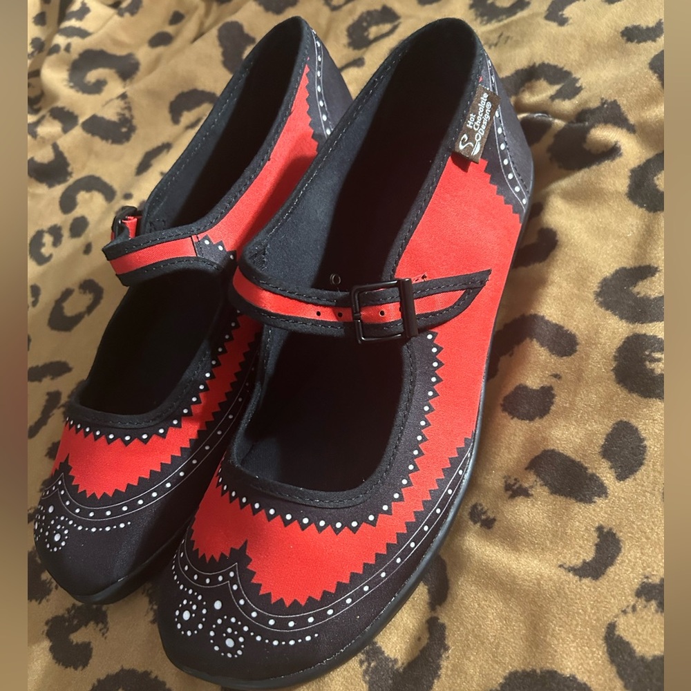 Hot Chocolate Designs red and black Mary Janes